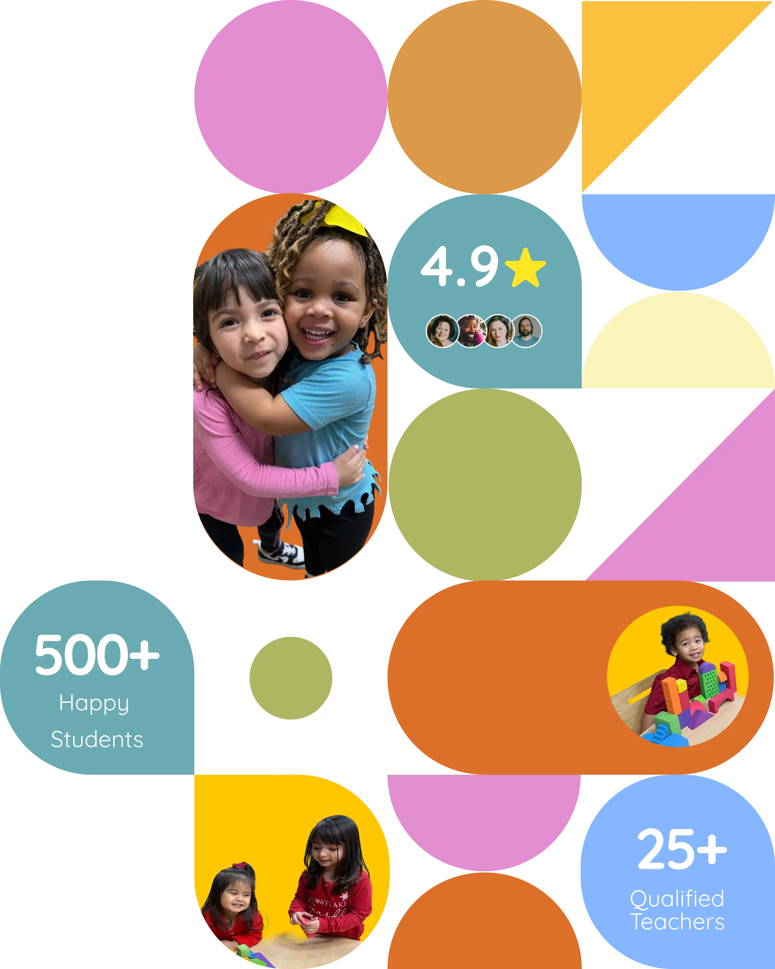 Happy kids collage and stats